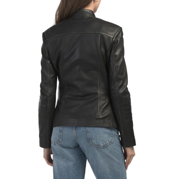 BOD & CHRISTENSEN Black Stone Leather Oversized Blazer - Picture 2 of 2